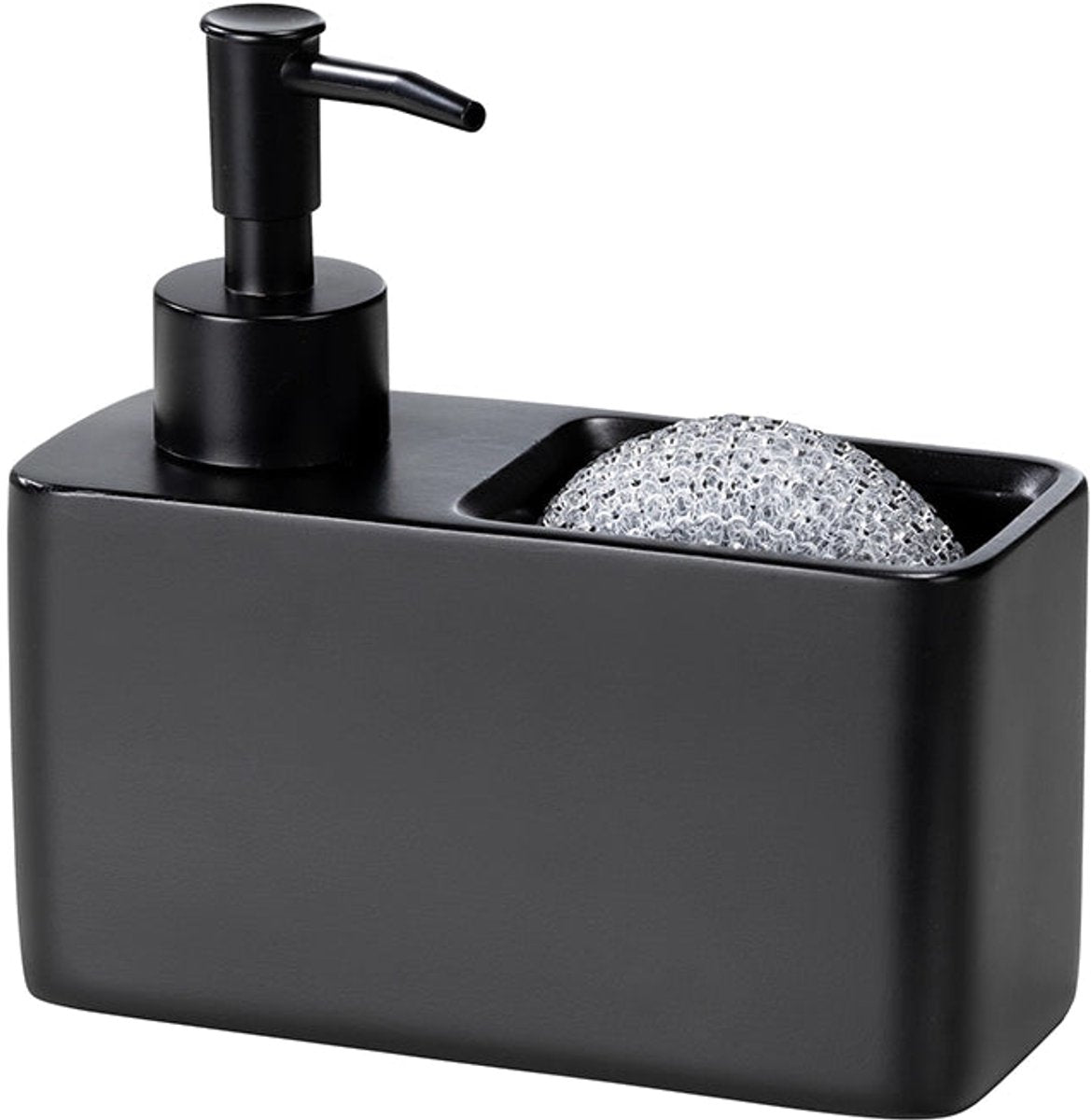 Distributeur de savon noir Wenko avec porte-éponge - 150 ml