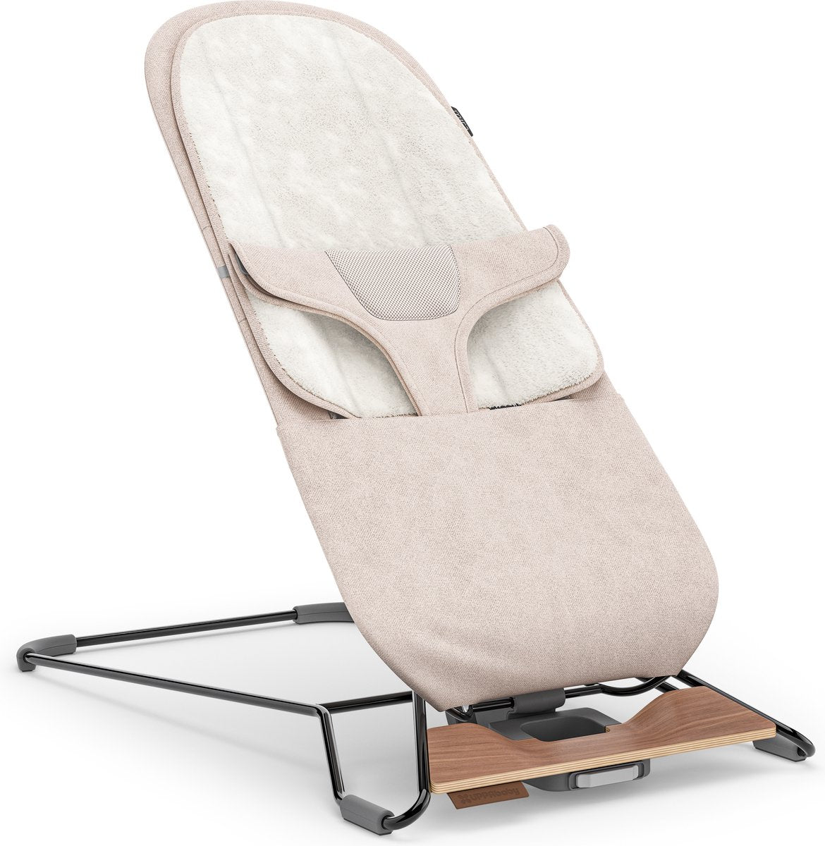 Uppababy - mira charlie - chaise à bascule - transat - sable - cadre noir avec base en bois - bébé et tout-petit - chaise à bascule 2 en 1 - relax
