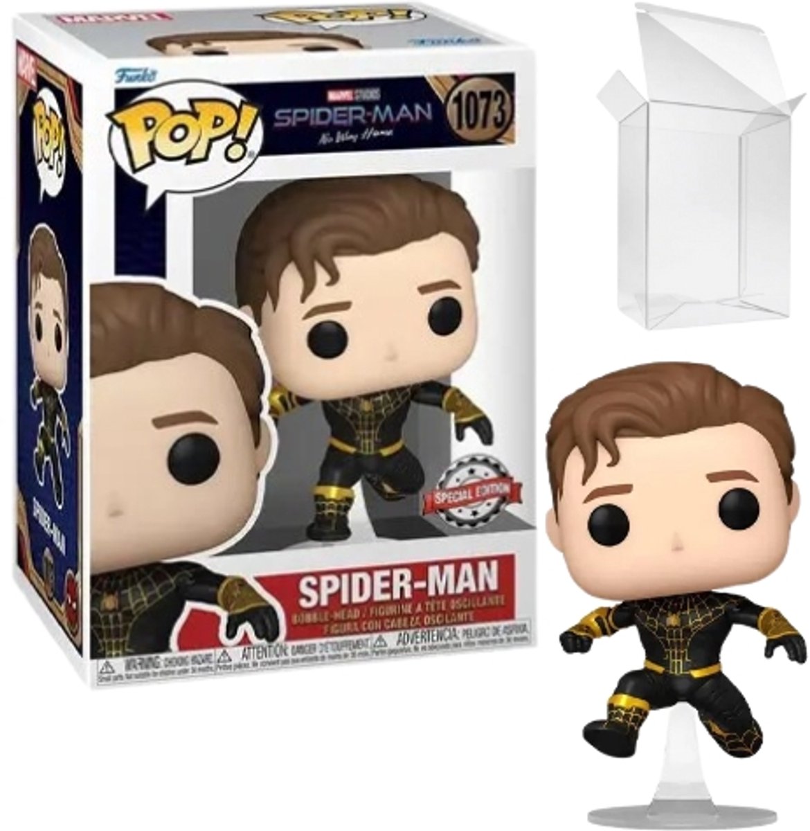 Funko-pop ! Marvel Spider-Man : Pas de chemin à la maison - Costume noir démasqué de Spider-Man #1073