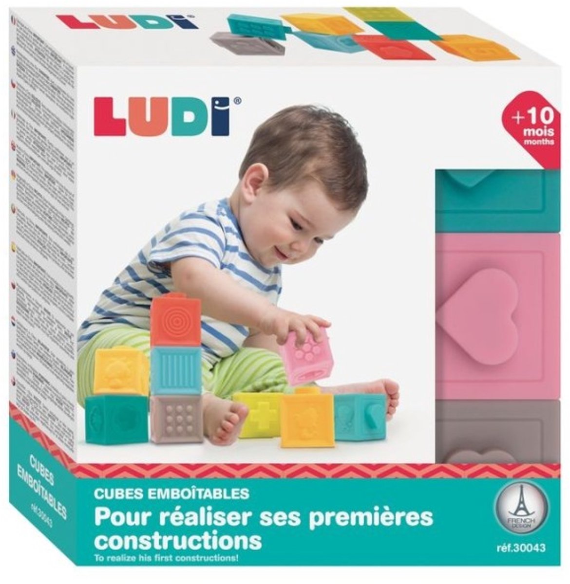 Ludi - ensemble de blocs - blocs doux pour bébé avec texture nervurée - jouets sensoriels - jouets pour tout-petits