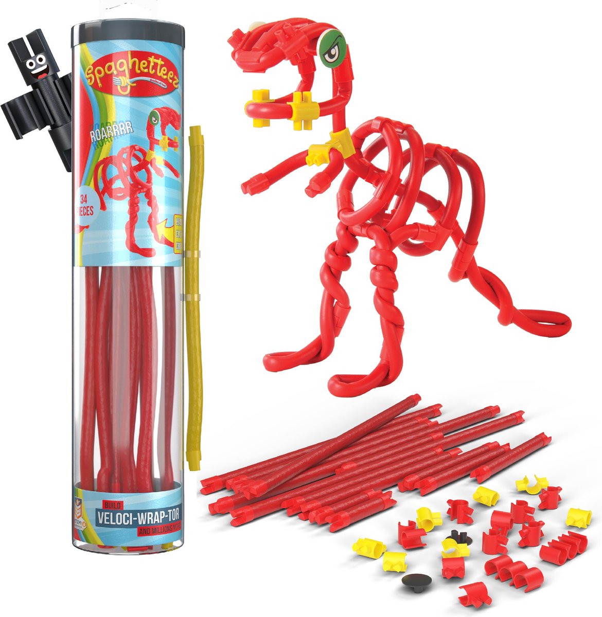 Tiges de construction flexibles Clics Spaghettiez Velociraptor, 34 pcs.