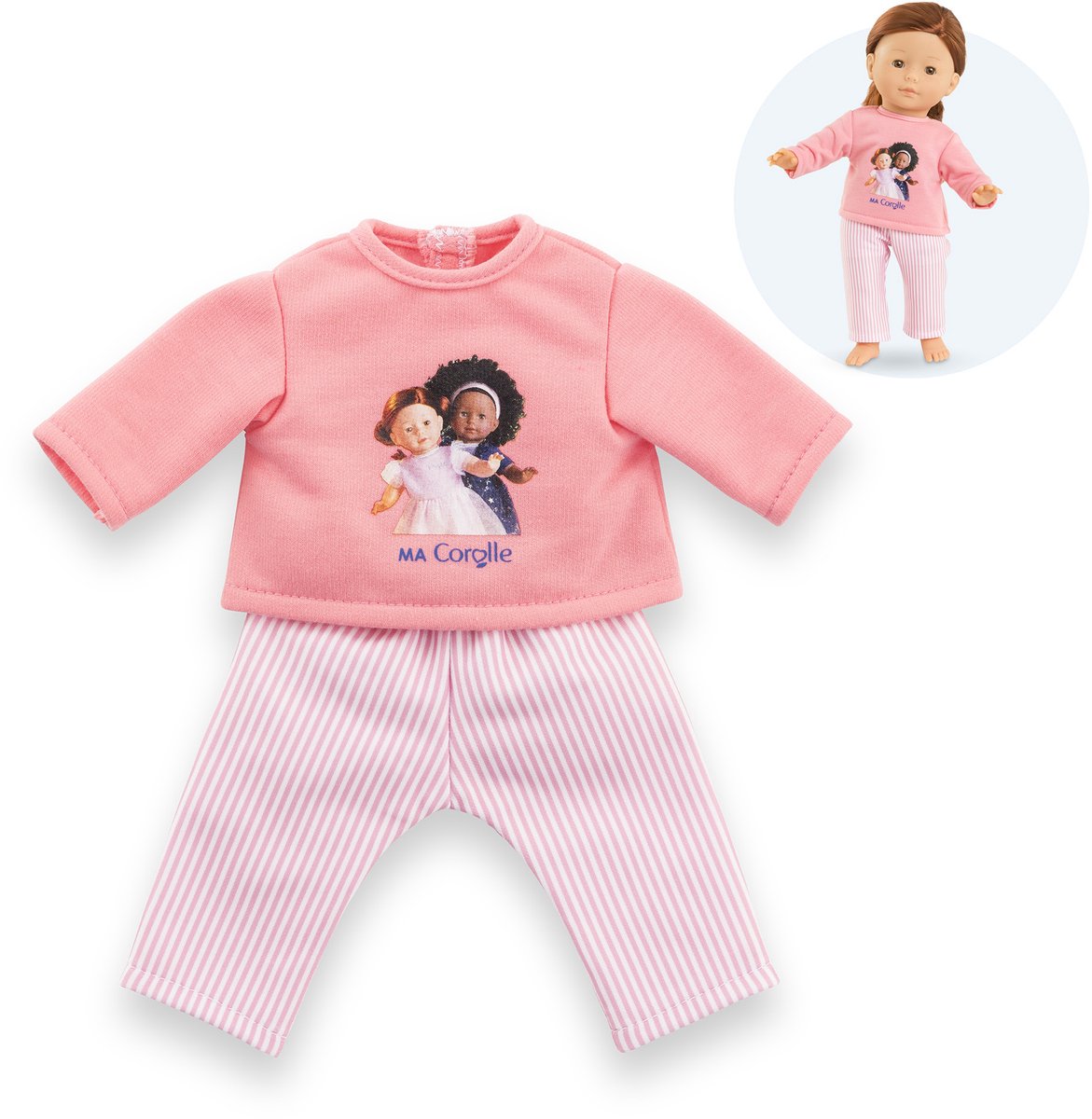 Pyjama rose Corolle pour poupée de 36cm, 2 pièces.
