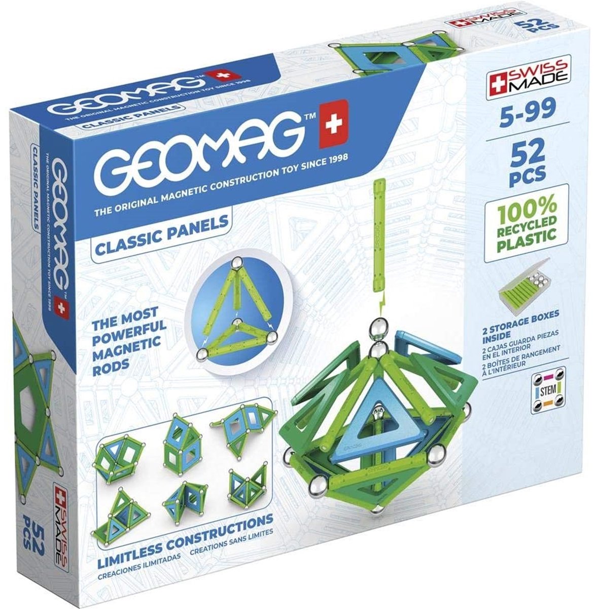 Gardenkraft panneaux geomag classiques ligne verte 52 pièces