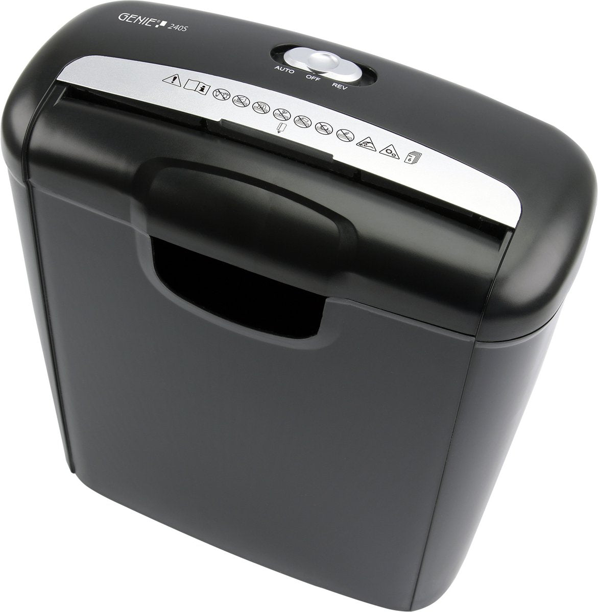 Destructeur de papier Genie 240 s - 6 feuilles DIN A4 (80 g m²) - coupe rayures - 10 litres - bureau à domicile - noir