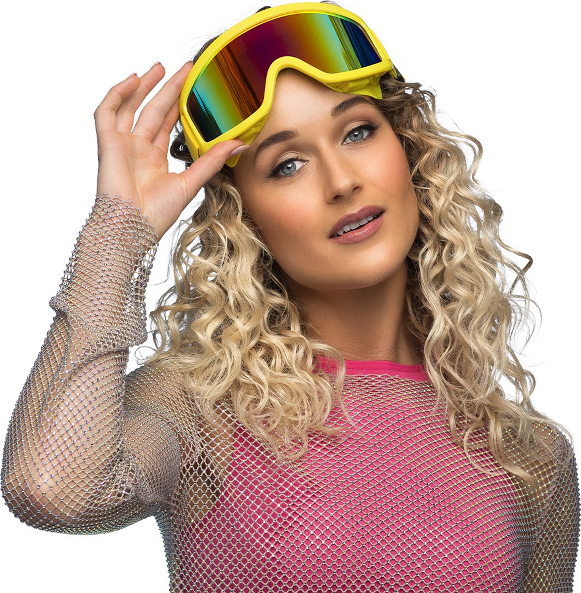 Boland party lunettes de ski jaune fluo