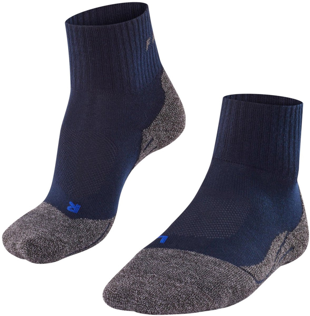 Falke tk2 cool chaussettes de marche courtes anti ampoules, rembourrage moyen chaussettes de sport en fil fonctionnel femme bleu - taille 37-38