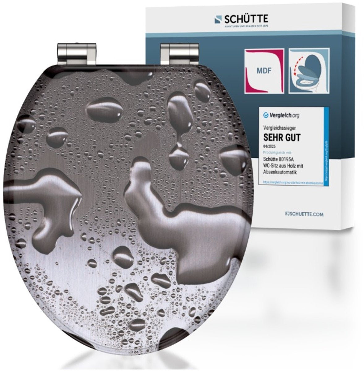 Siège de toilette Schütte avec acier gris à fermes doux