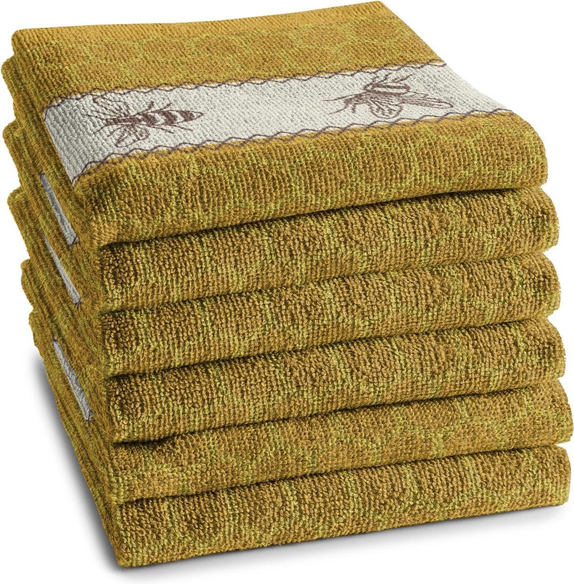 Ddddd - abeilles - torchon de cuisine - lot de 6 - torchons de cuisine - 50x55cm - jaune