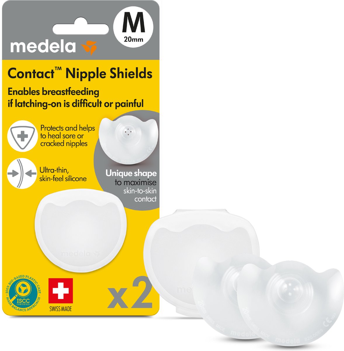 Medela protège-mamelons de contact – aide à l'allaitement – taille m – 20 mm – 2 pièces