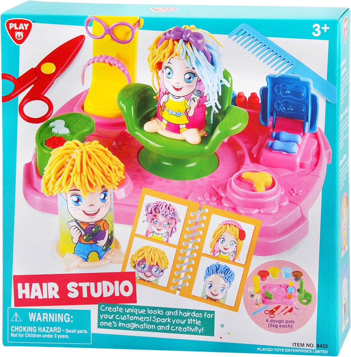 Ensemble d'argile Playgo Hair Studio - 4 pots en argile