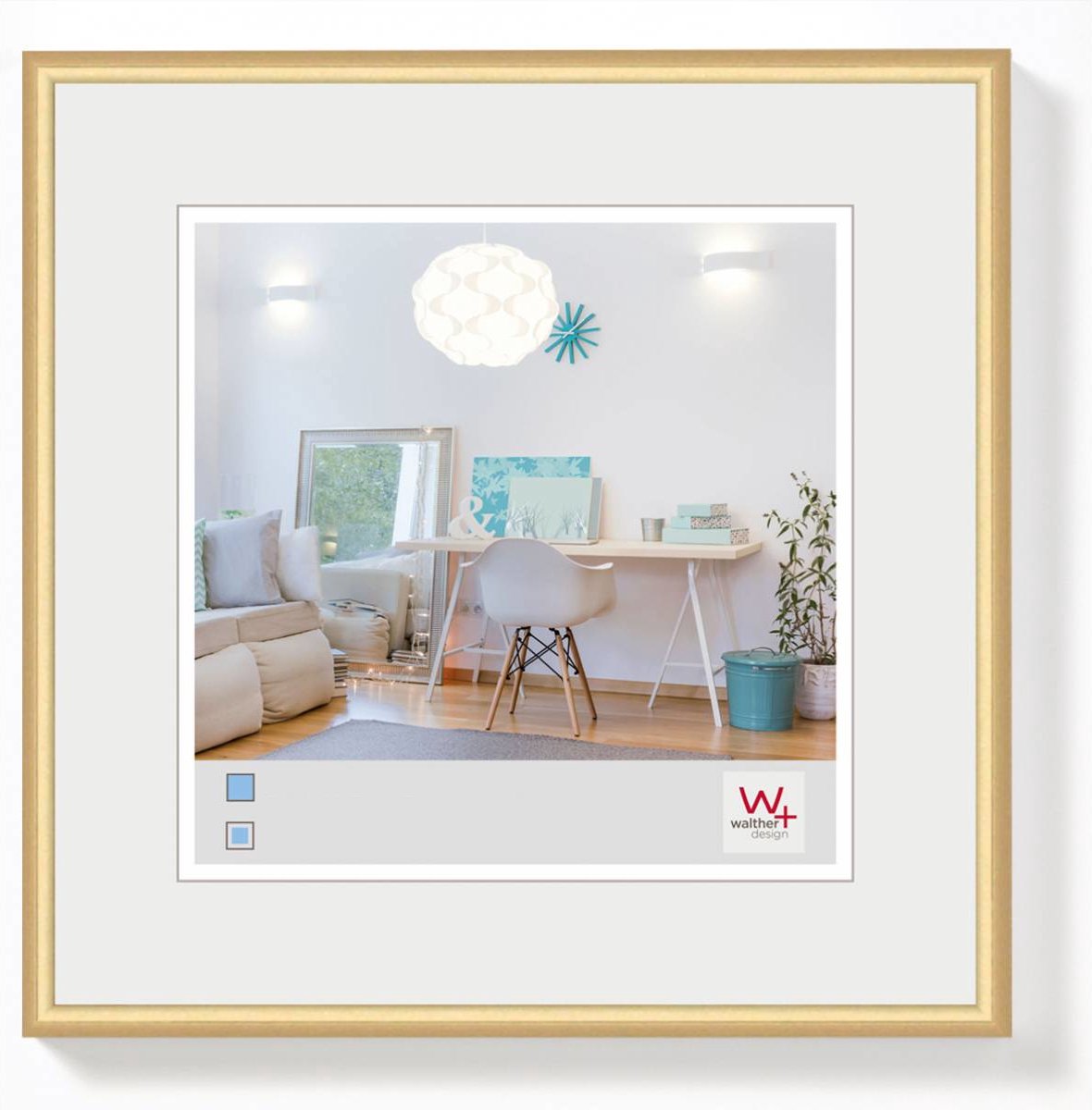 Walther new lifestyle - cadre en plastique - format photo 20x20 cm - doré