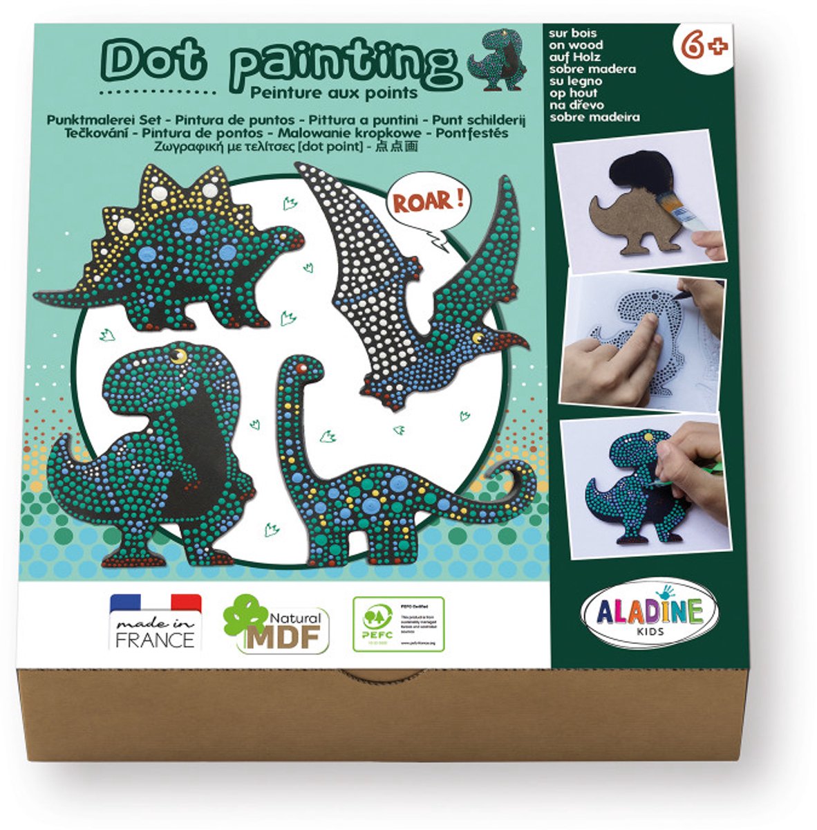 Ensemble de peinture à points Aladine - Peinture de dinosaures pour enfants.
