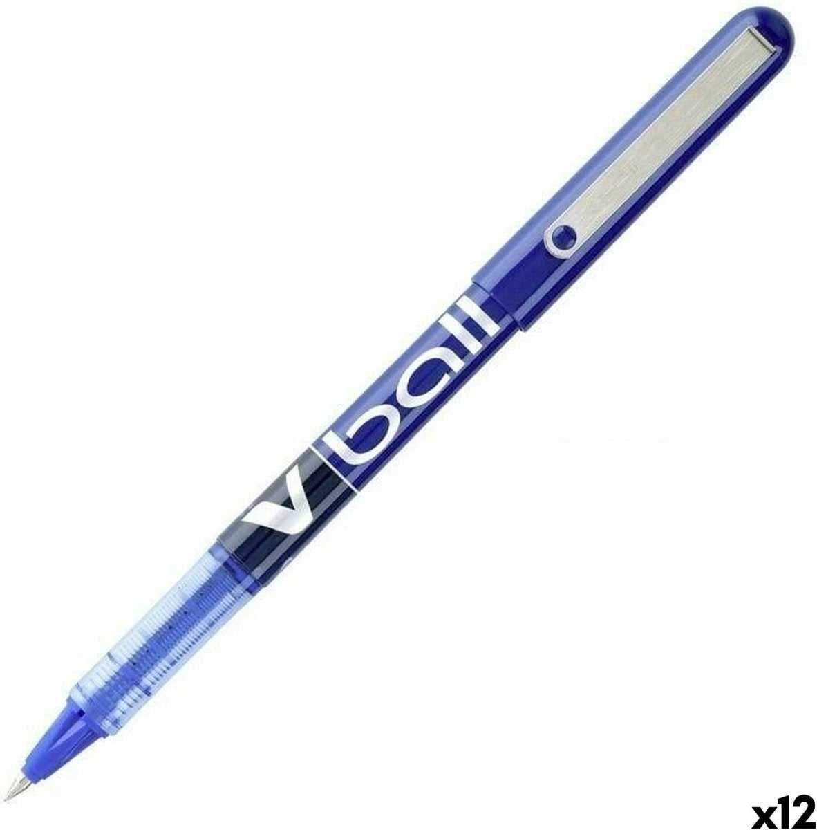 Pilot pen roller v ball 0,7 mm bleu métal plastique (12 pièces)