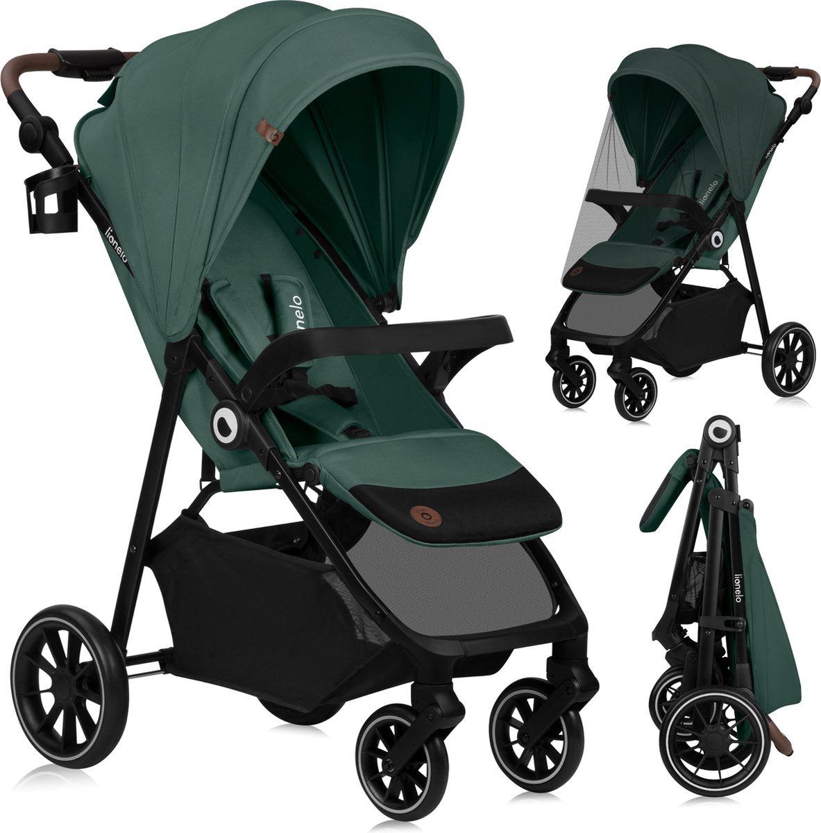 Poussette et landau Lionelo emma one jusqu'à 22 kg - capote XXL - roues EVA - légères et sans entretien - dossier réglable - pliage d'une seule main - barre de poussée réglable - frein central au pied - ceinture de sécurité 5 points - poussette de ville