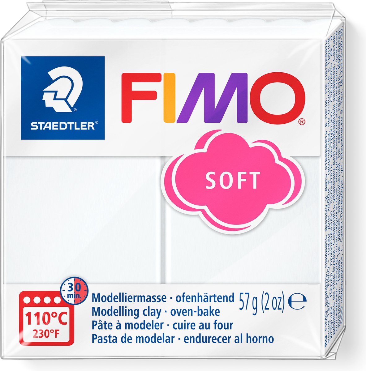 Pâte à modeler Fimo soft durcissant au four - blanche - 57 g