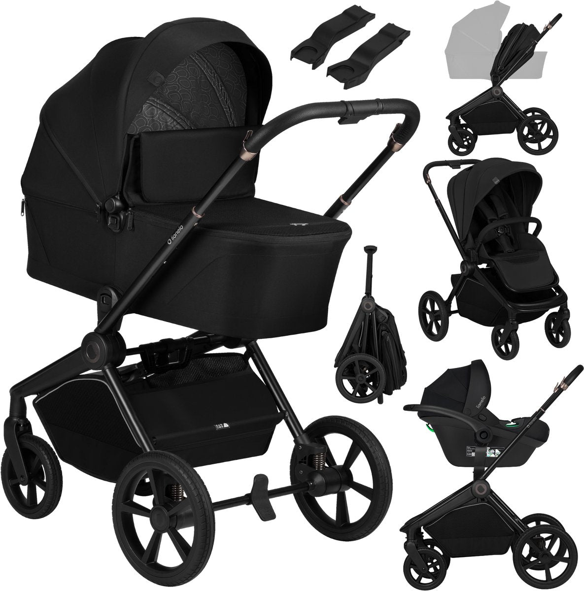 Ensemble poussette 3en1 Lionelo Freya – nacelle, poussette astrid i-size siège auto (40–87 cm) – premium – de la naissance à 22 kg – roues PU avec suspension – siège réversible – capote UPF50+