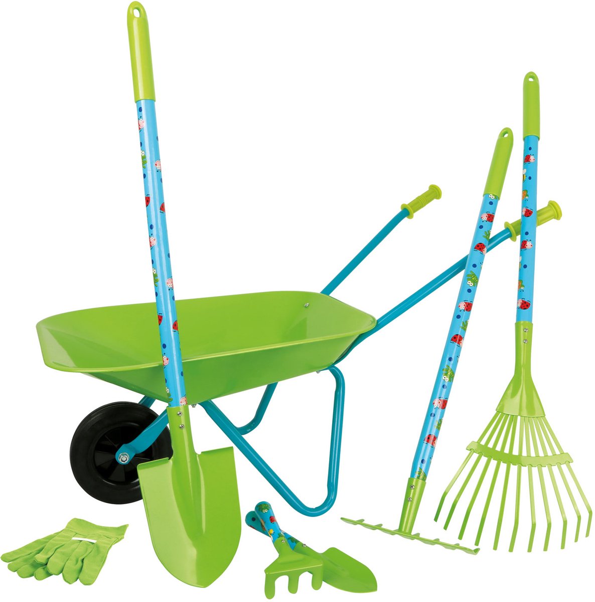 Petit pied - outils de jardin avec brouette verte, 8dlg.