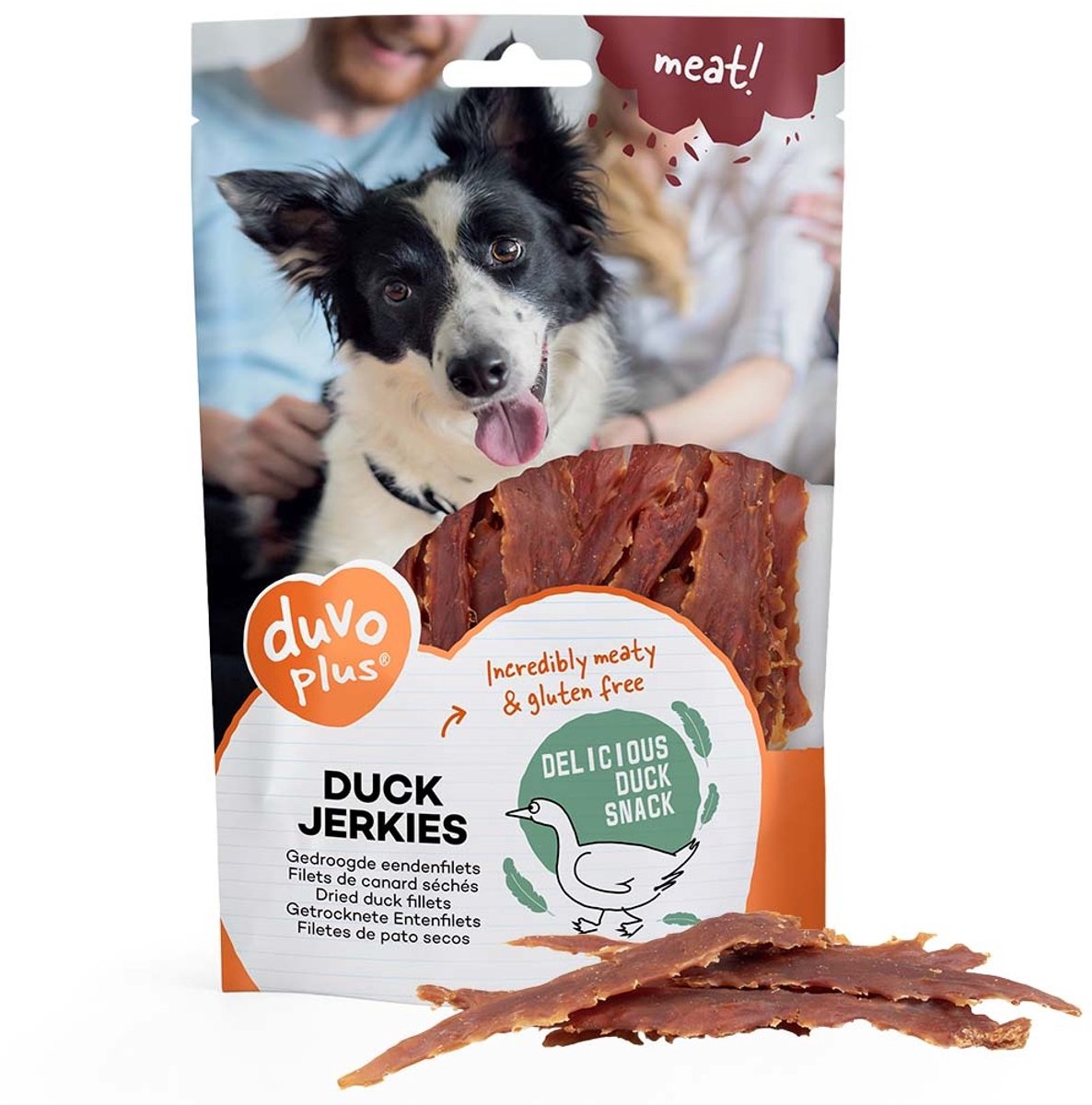 Duvo plus viande ! collations de canard jerkies pour chiens 1 kg