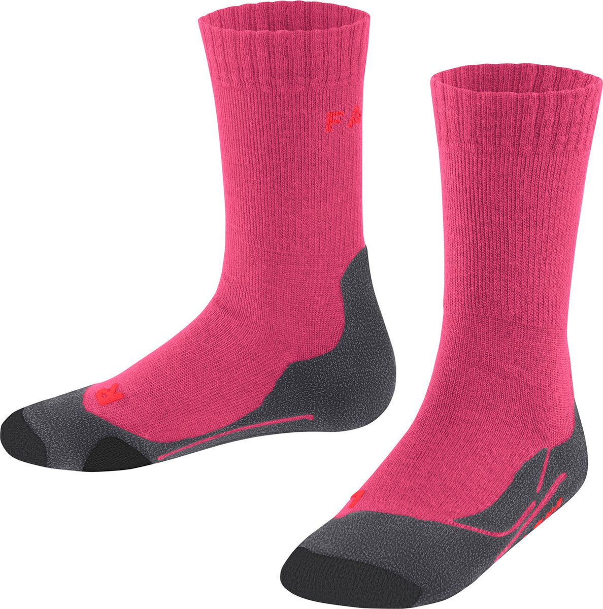 Falke tk2 anti-ampoules laine épaisse matière fonctionnelle chaussettes de marche enfants rouge - taille 23-26