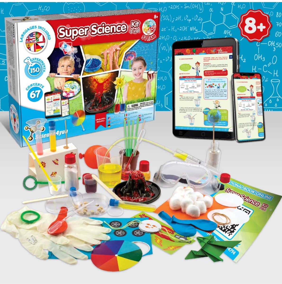 Science 4 you science4you - kit super scientifique - 6 en 1 - ensemble d'expérimentation