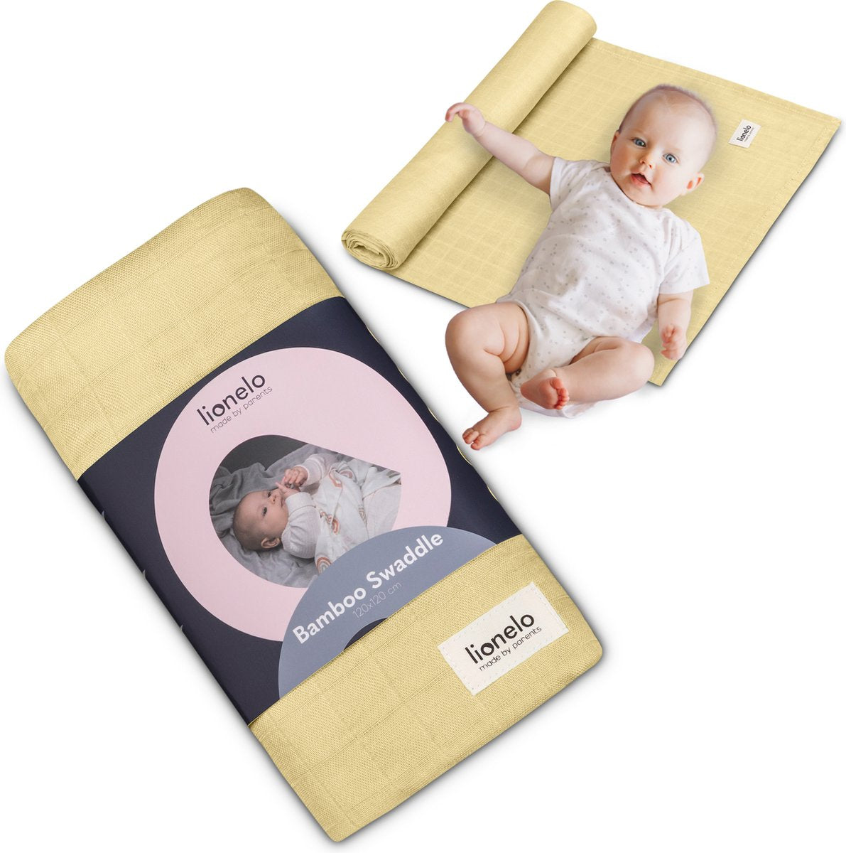 Lange en bambou Lionelo - couverture pour bébé 120x120 cm - 100% coton de bambou - antibactérien, antifongique hypoallergénique - thermorégulateur - lavable - doucement respirant - pour peaux sensibles