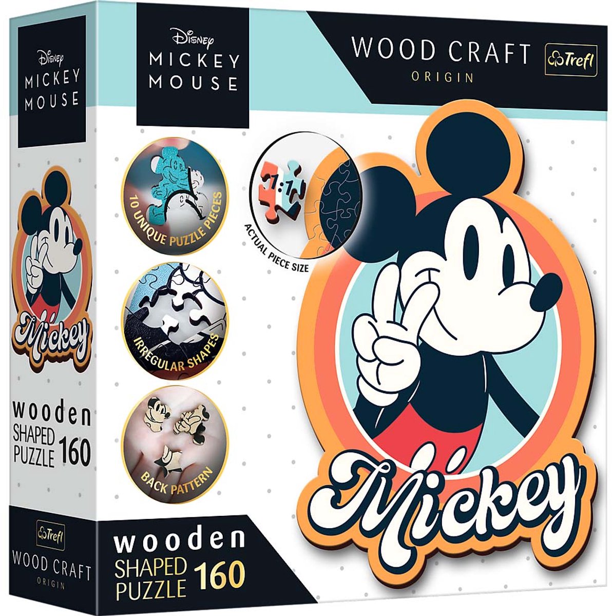 Puzzle en bois Trefl - Mickey Mouse rétro - 160 pièces - Disney Friends FSC.