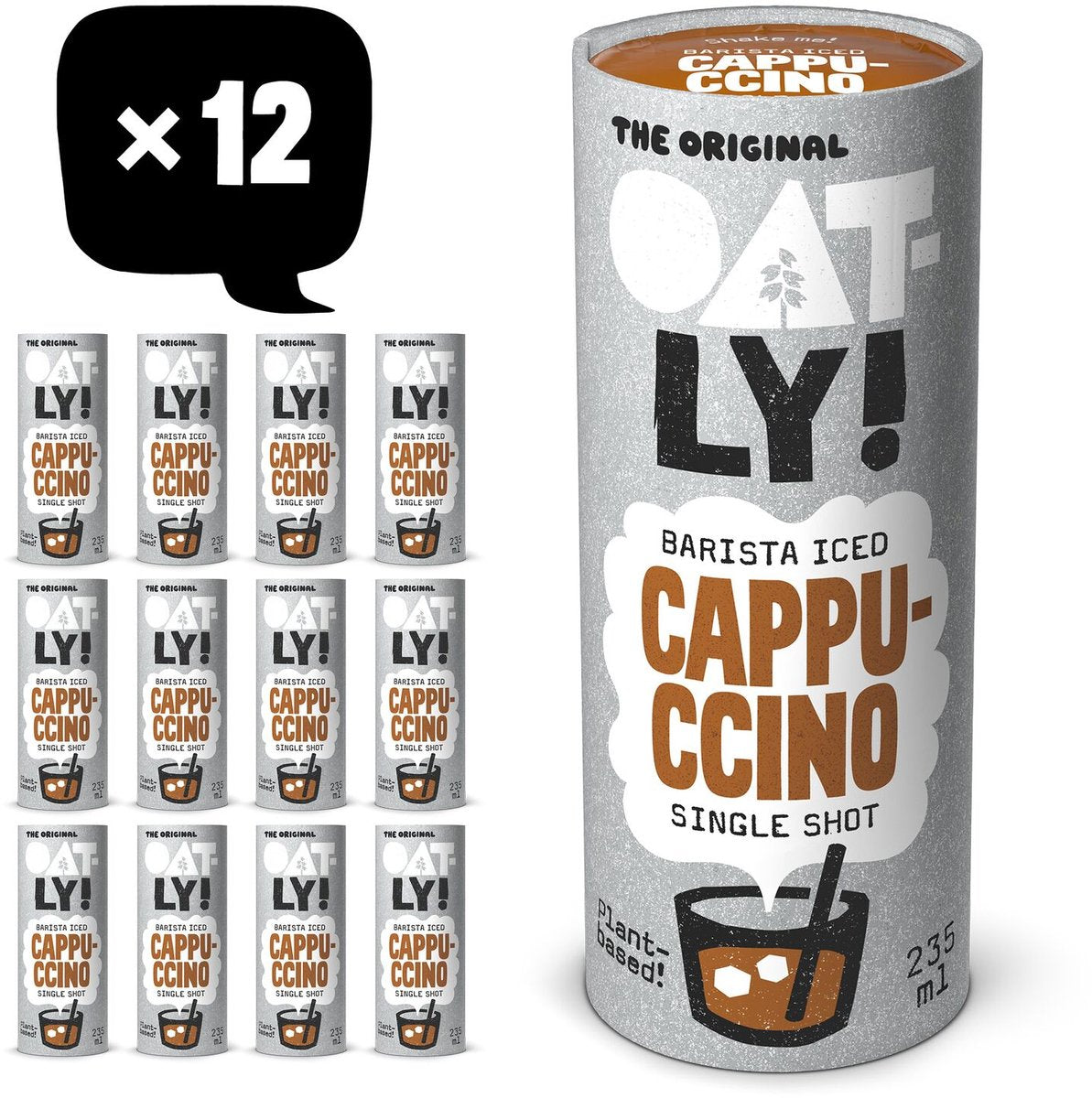 Ouah ! Oatly Oats Barista Iced Cappuccino - 12x235ml - Café glacé à base de plantes - Café - Pack économique
