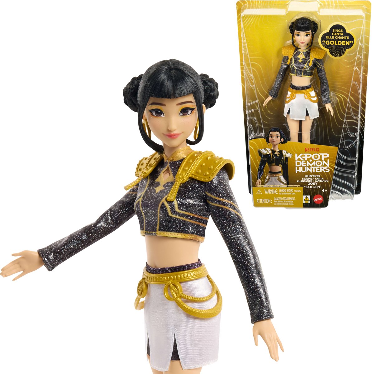 Mattel kpop chasseurs de démons Huntr x Zoey poupée chantante « dorée » en tenue