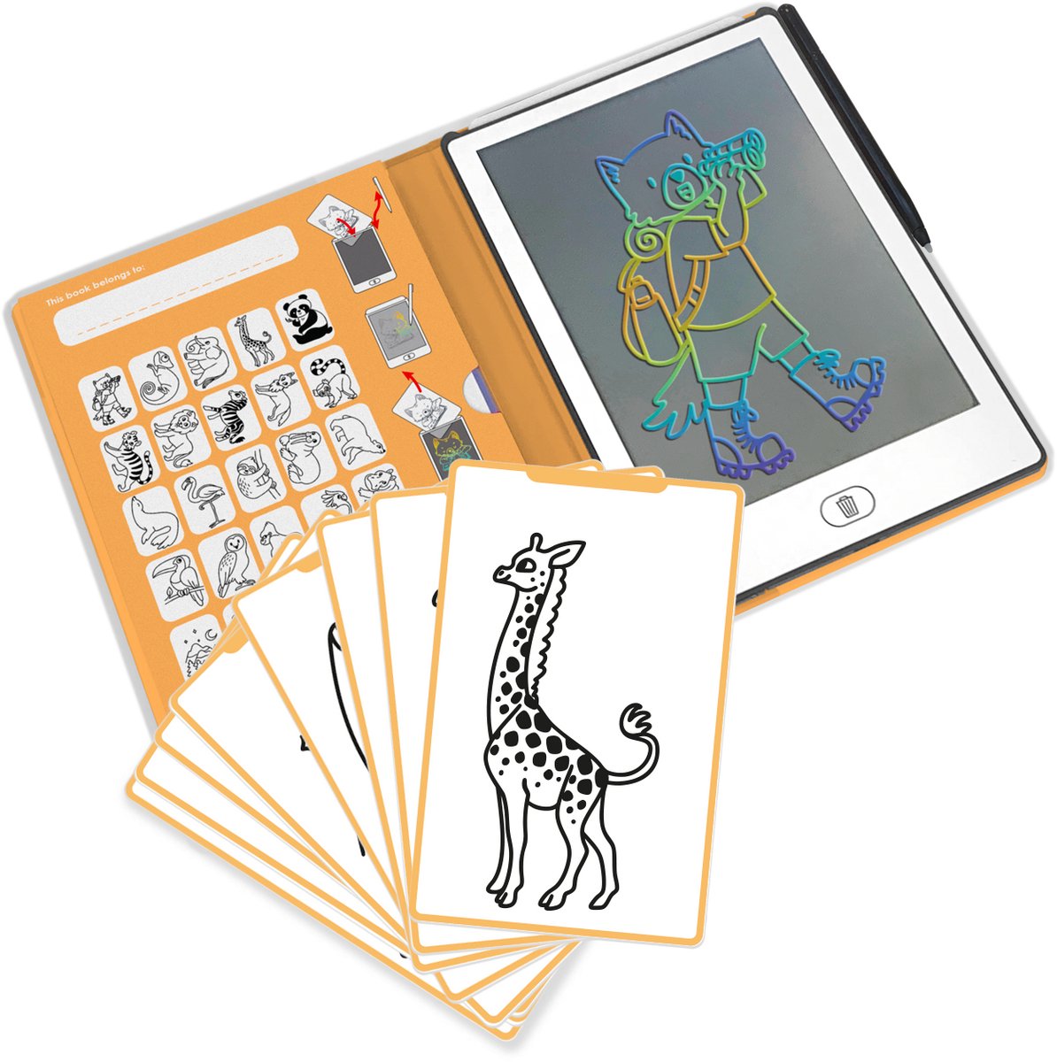 Kidywolf kidydraw mini tablette à dessin - thème animalier - éducative - 4+ ans