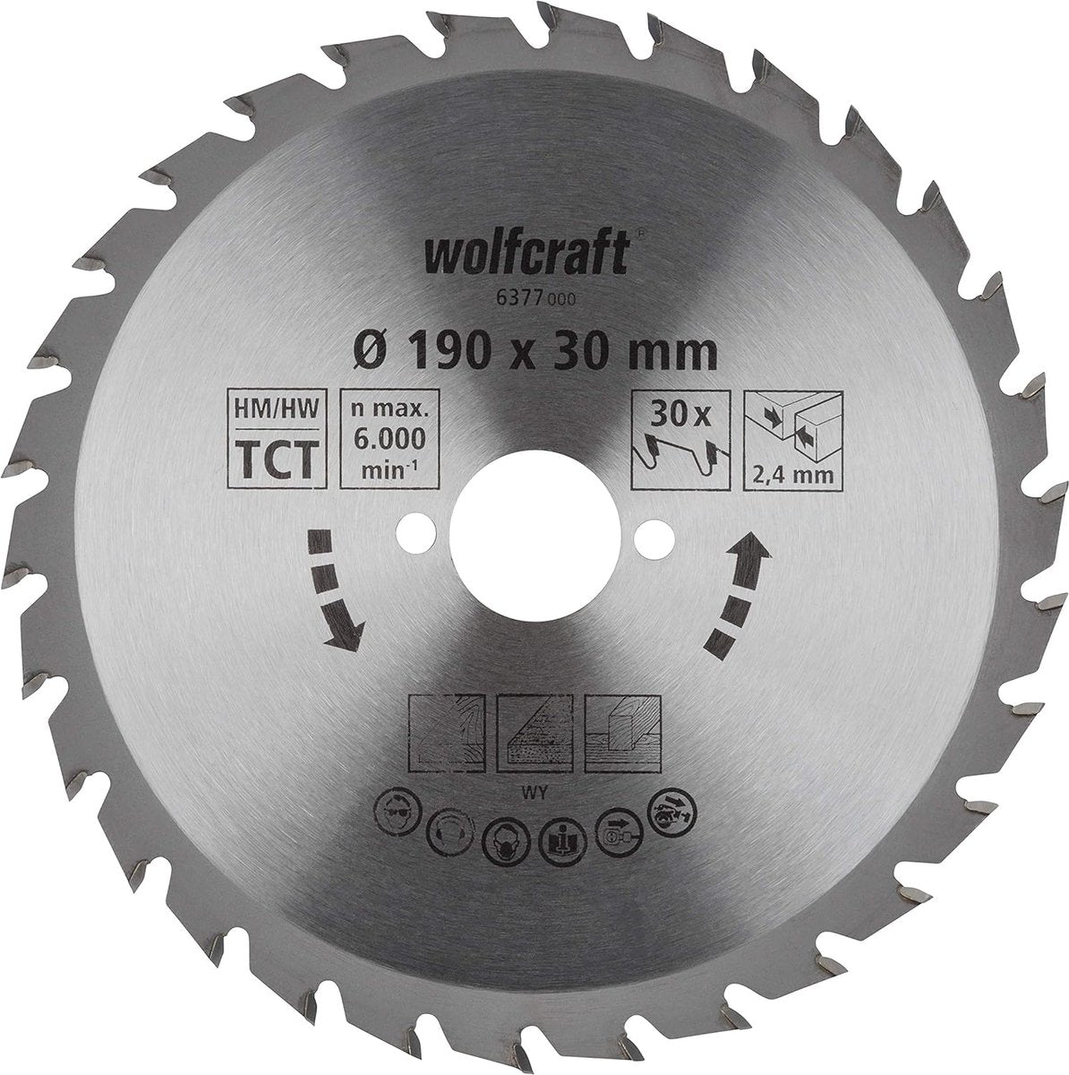 Wolfcraft - lame de scie circulaire 190x30mm - 30 dents - lame de scie pour scie circulaire - série verte - 6377000