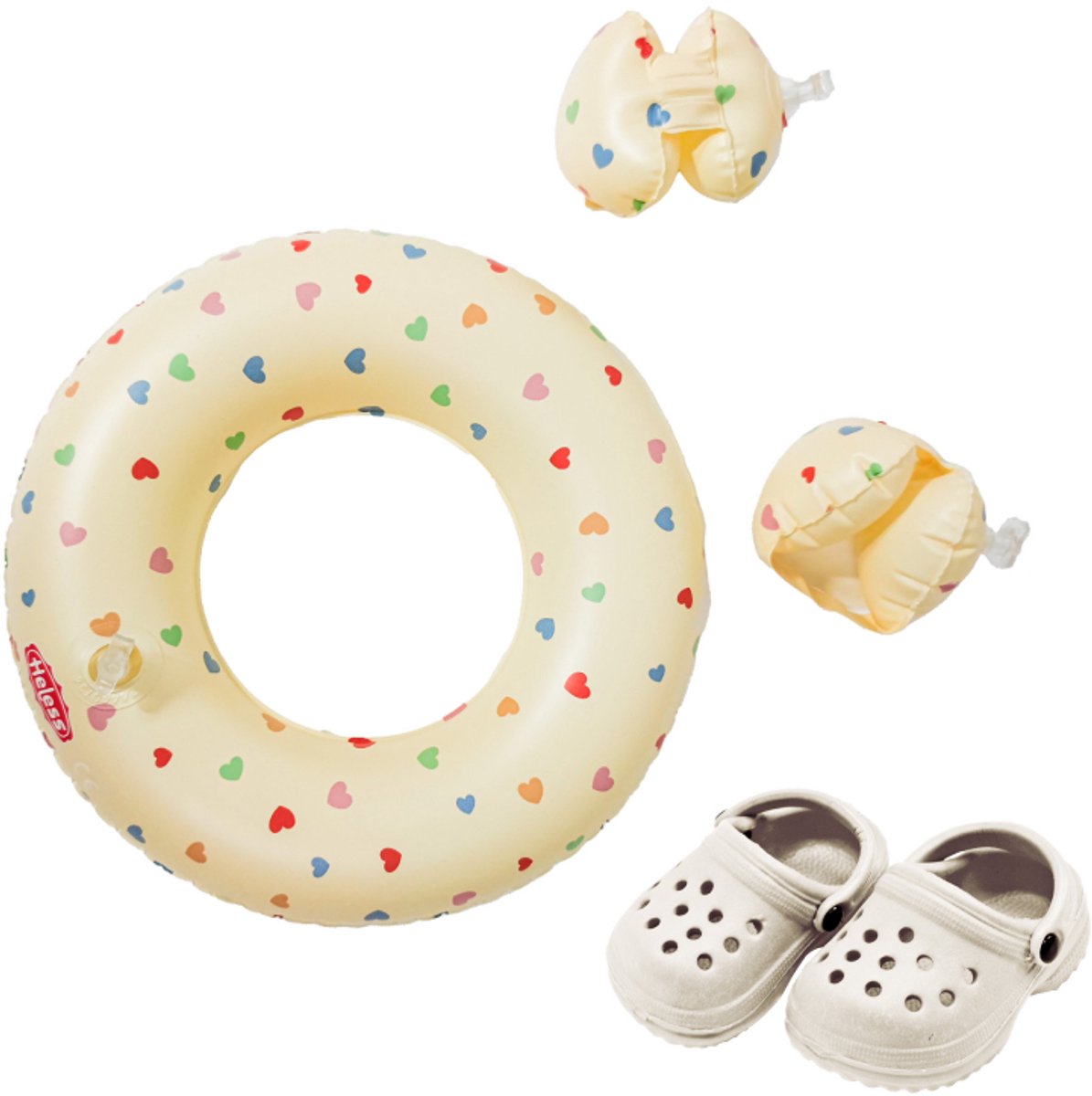 Ensemble de natation pour poupée Heless confettis coeur - maillots de bain pour poupées 35-45cm.