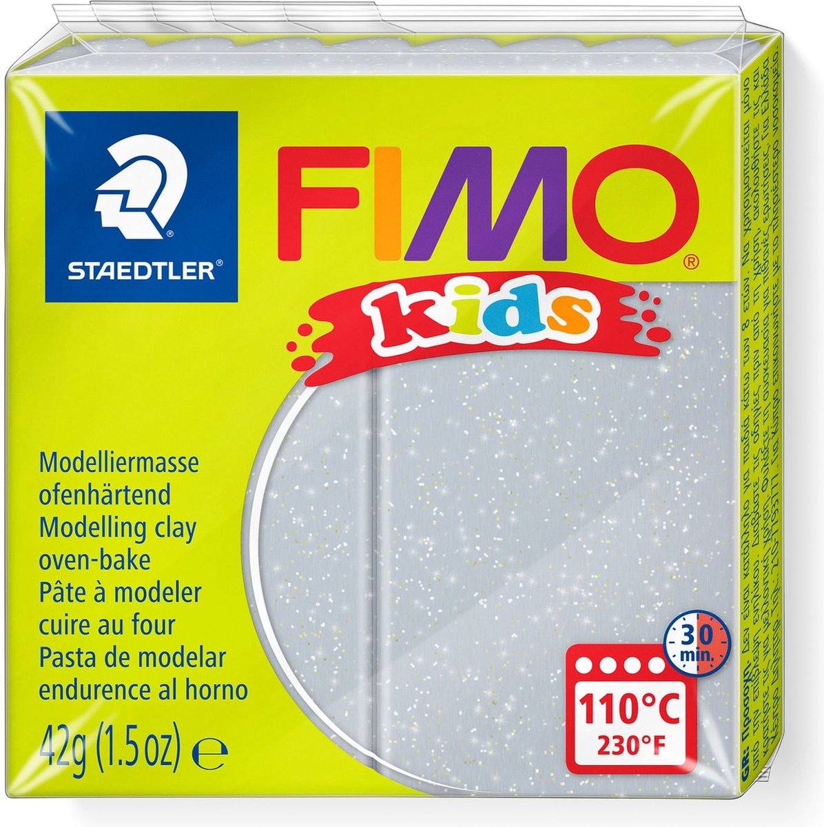 Fimo kids pâte à modeler 42 g argent pailleté