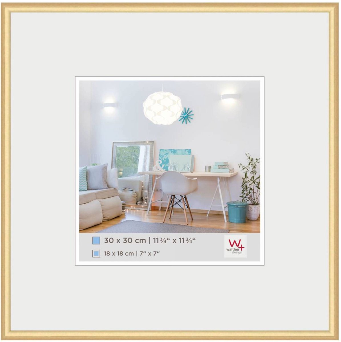 Walther new lifestyle - cadre en plastique - format photo 30x30 cm - or