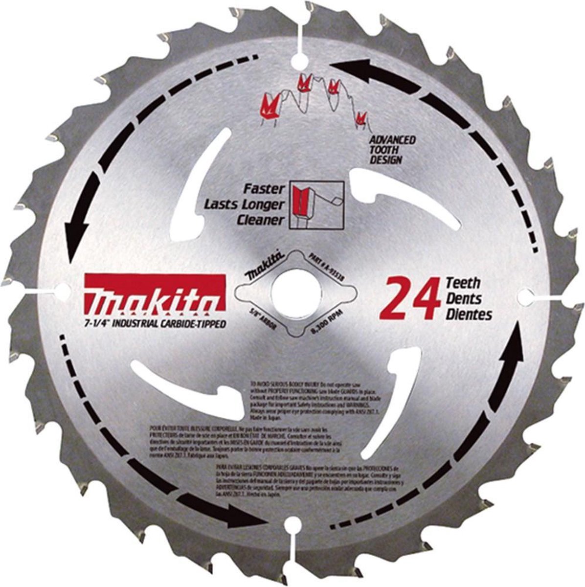 Lame de scie circulaire Makita pour le bois | mforce | ø 190mm trou d'axe 15,88mm 24t - b-08062