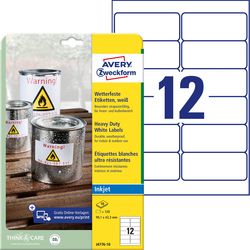 Waterbestendige folie-etiketten avery j4776-10 polyester wit