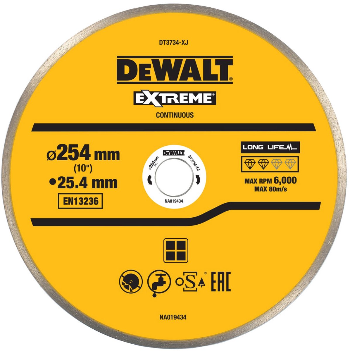 Dewalt dt3734-xj - disque diamanté - coupe humide - granit - 250 mm