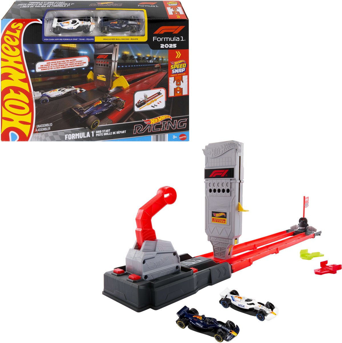 Hot Wheels Racing Formula 1 Grid Start Track Set - avec 2 voitures de F1 en métal