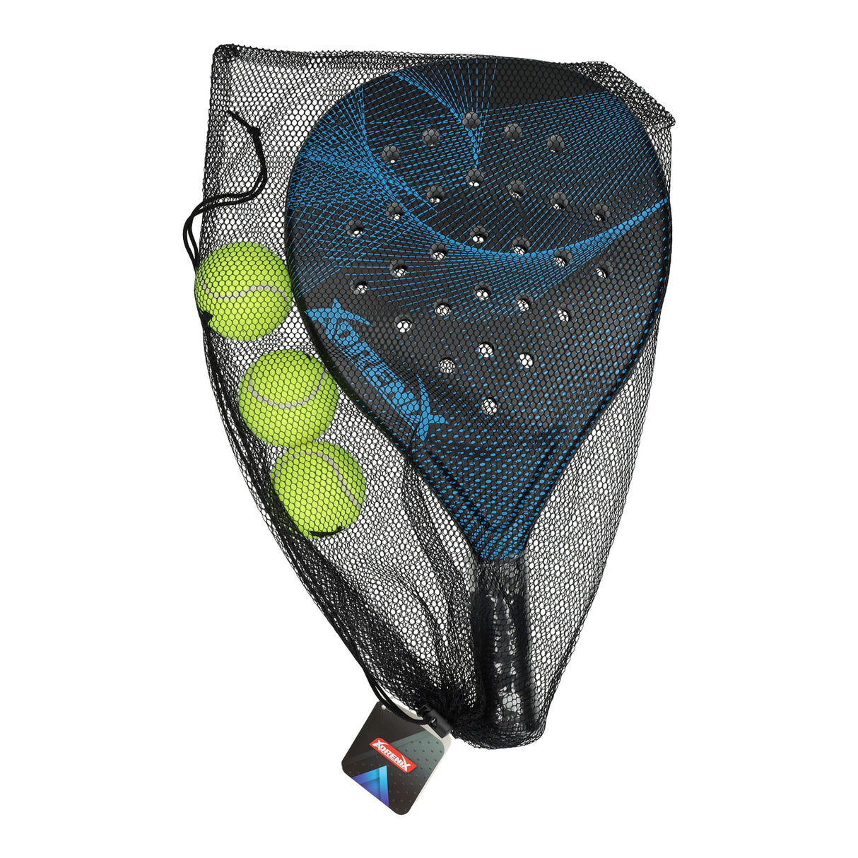Adrenix set de padel raquette avec 3 balles - bleu