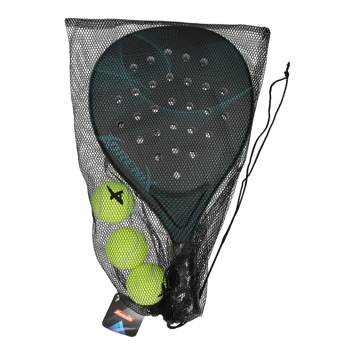 Adrenix set de padel raquette avec 3 balles - vert