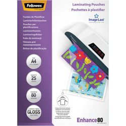 Pochettes de plastification Fellowes 5396205 80mic transparentes paquet de 25
