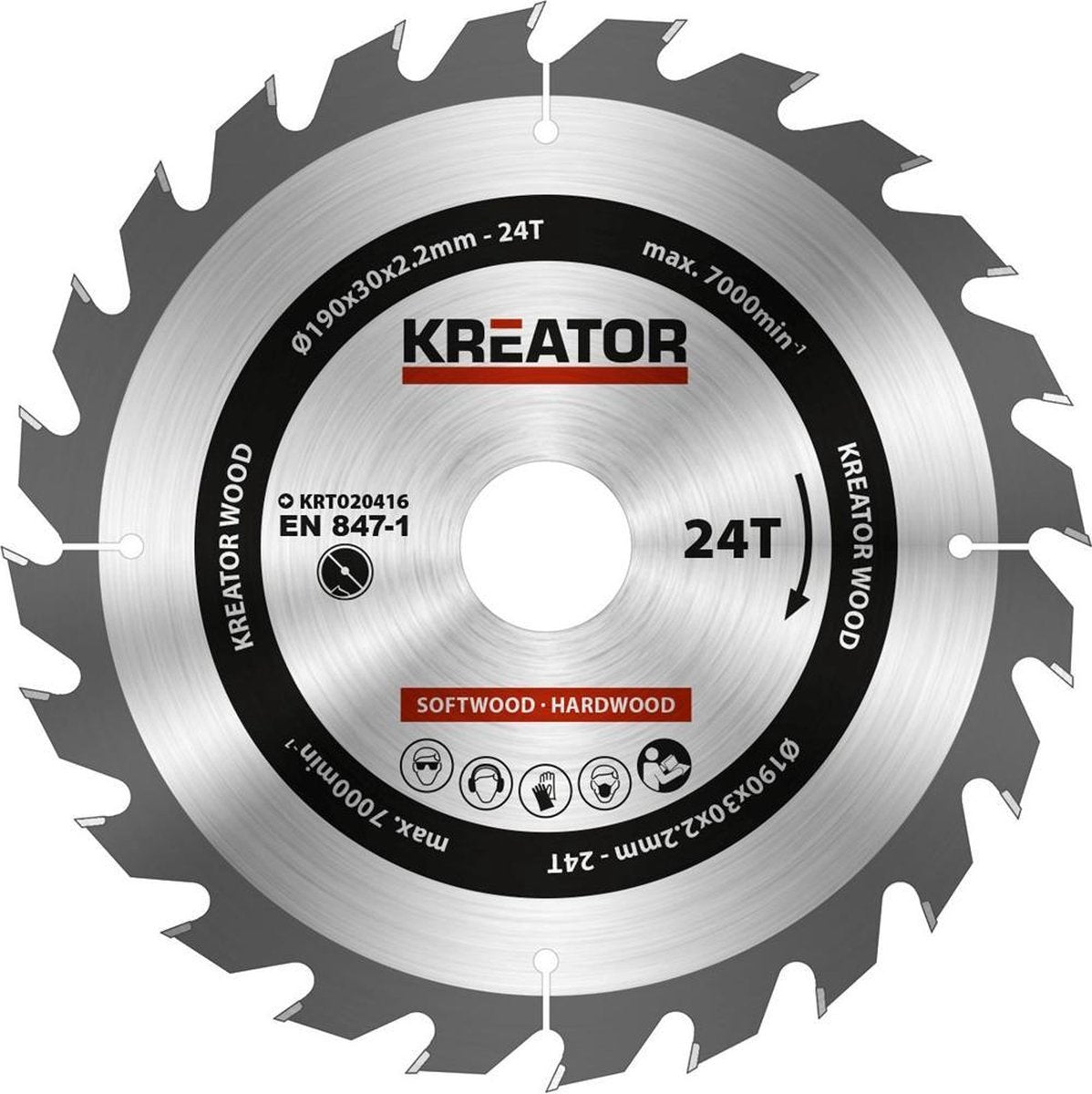 Kreator krt020416 zaagblad hout 190 mm -24t