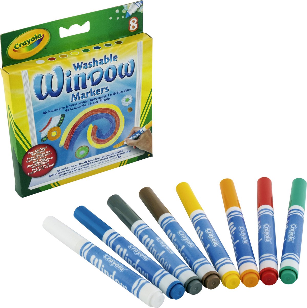 Crayola - feutres - 8 marqueurs de fenêtre lavables pour enfants
