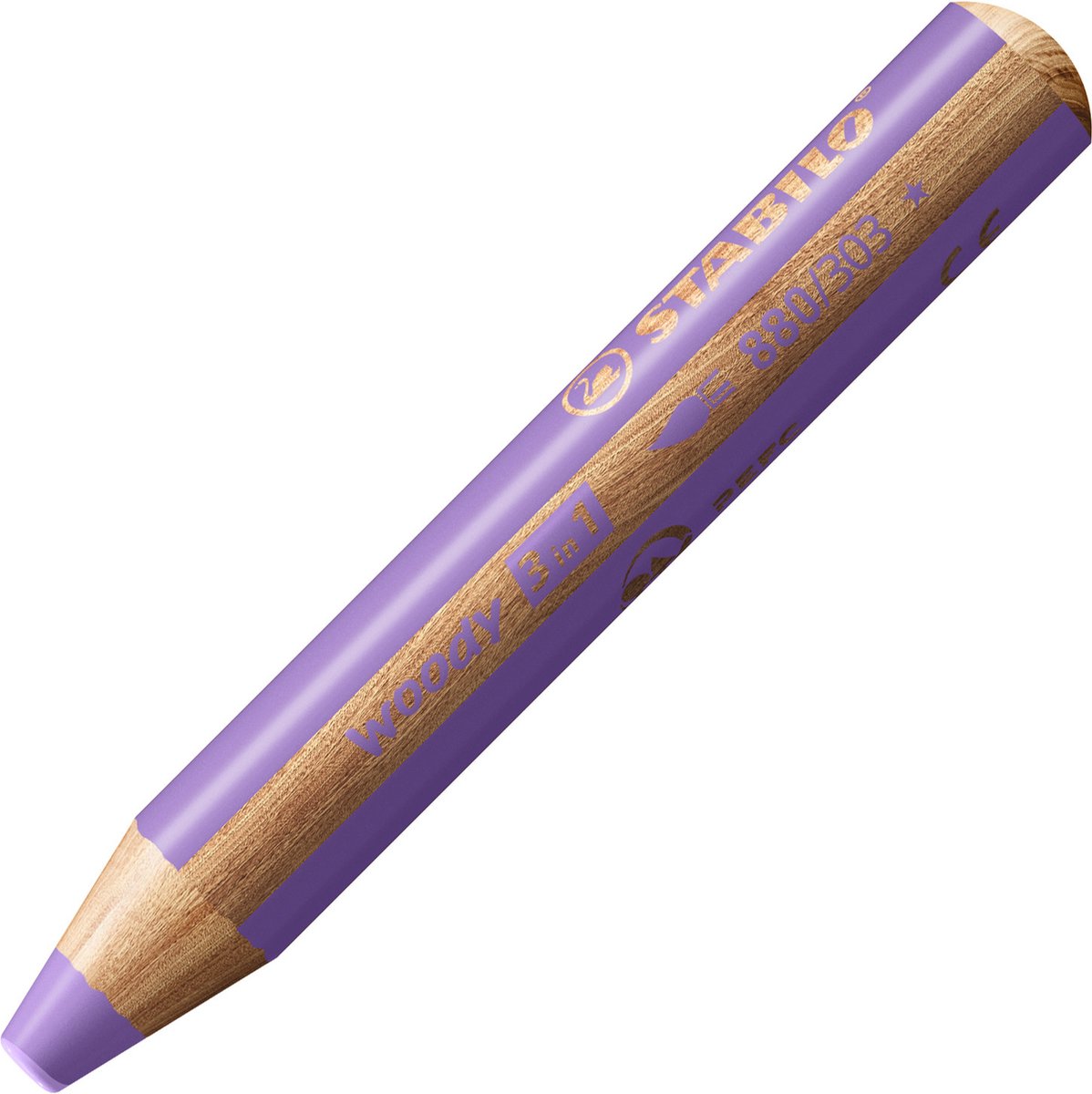 Stabilo Woody 3 en 1 - crayon de couleur multi-talents - lilas pastel