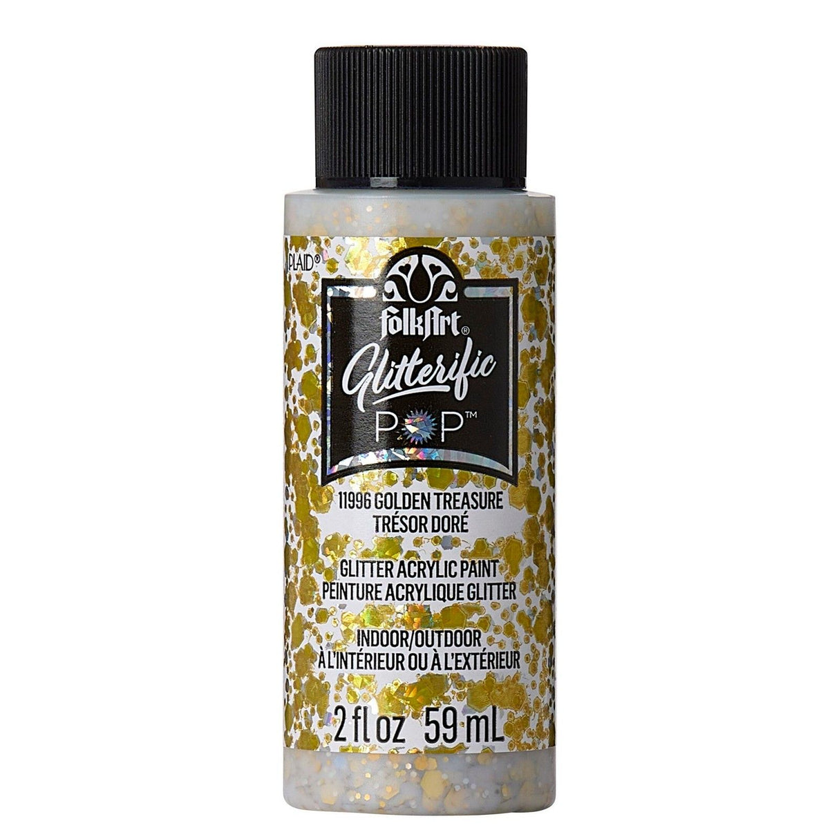 Folkart • peinture acrylique pop scintillante trésor doré 59ml