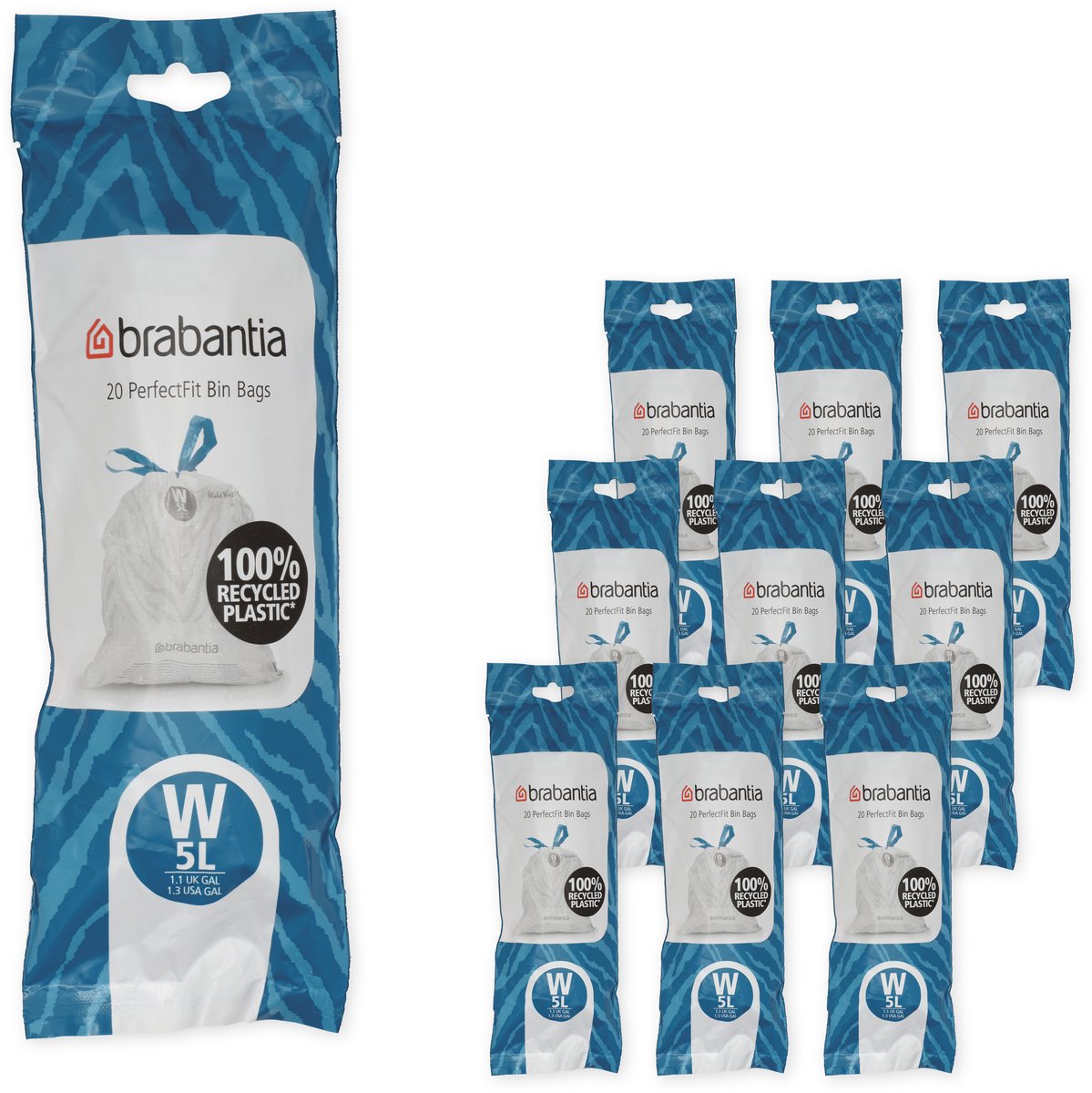 Sacs poubelle Brabantia perfectfit - 5 l - code w - 10 rouleaux x 20 pièces