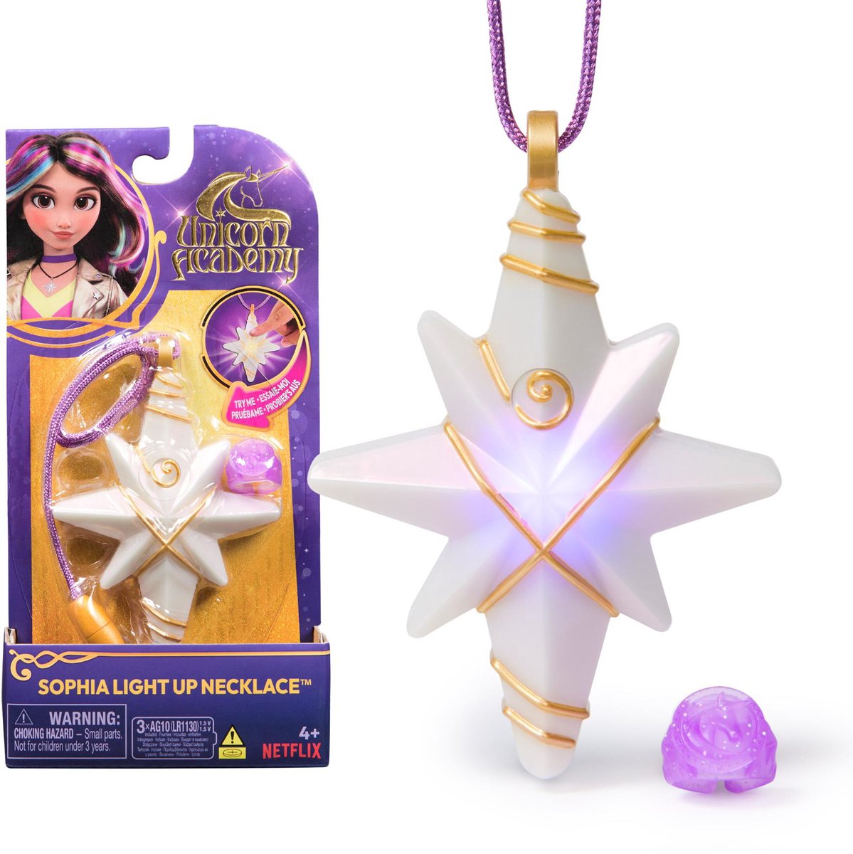 Collier et bague lumineux de l’académie de la Licorne | 2 pièces