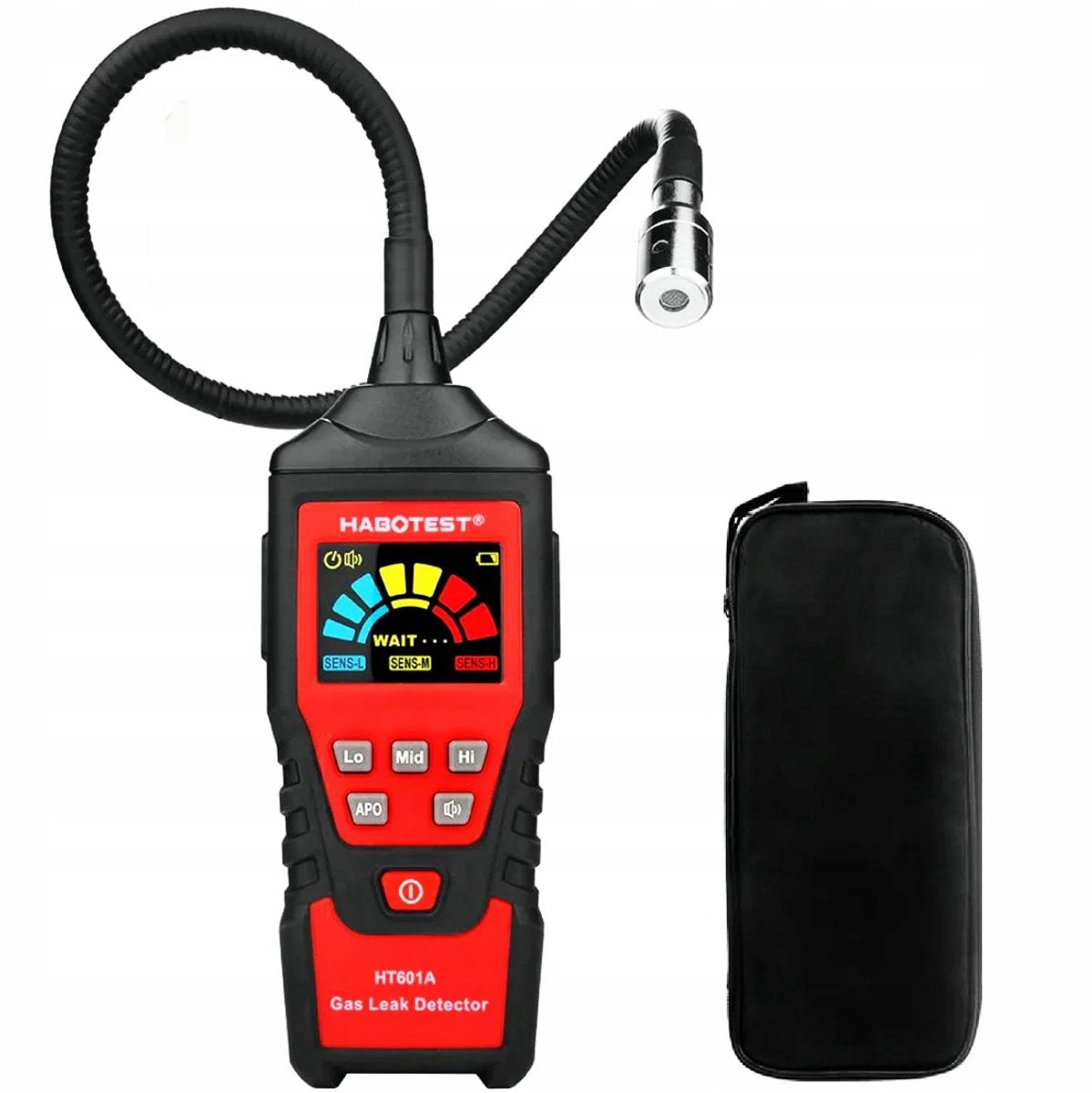 Habotest ht601a - digitale gaslekzoeker - brandbaar gas detector - flexibele sonde 42cm - kleurenscherm - inclusief koffer