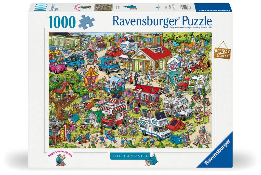 Ravensburger puzzle station de vacances 1 - puzzle de dessin animé de camping 1000 pièces.