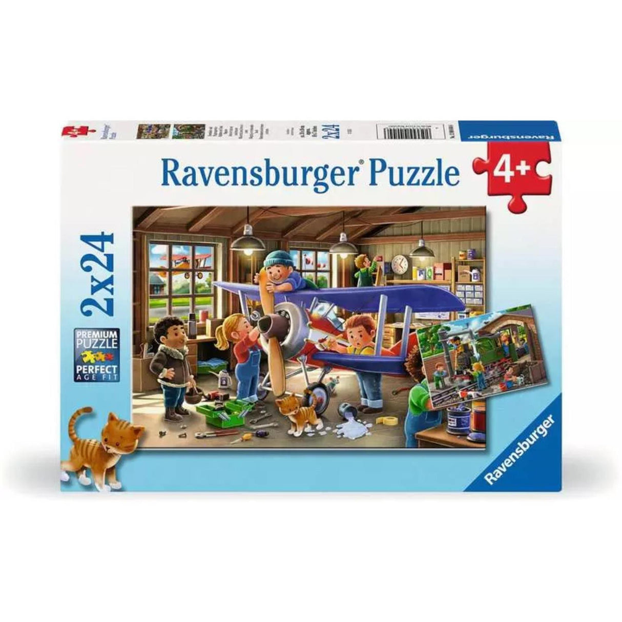 Ravensburger puzzle réparation d'avions et de trains, 2x24pcs.