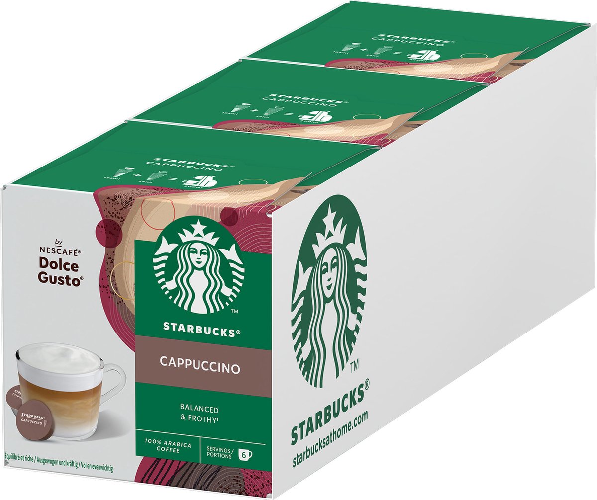 Starbucks by dolce gusto capsules cappuccino - 36 tasses à café pour 18 tasses de café